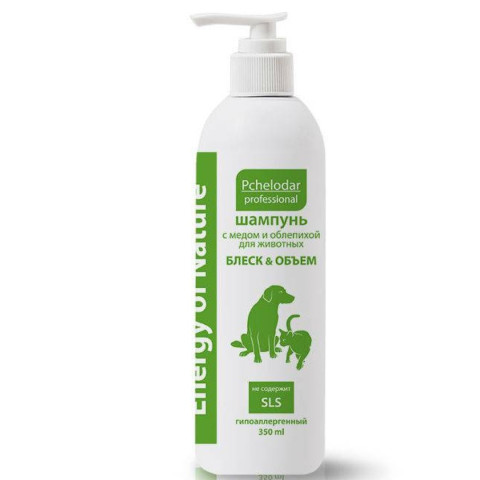 Пчелодар Pchelodar Professional Energy of Nature Блеск и объем Шампунь с медом и облепихой для животных