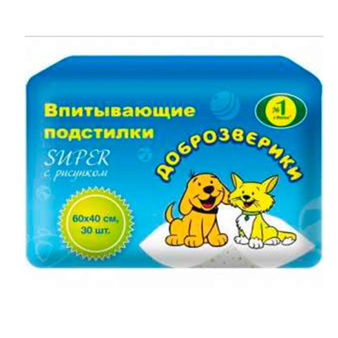 Пелигрин ДОБРОЗВЕРИКИ Подстилки впитывающие, 40x60см