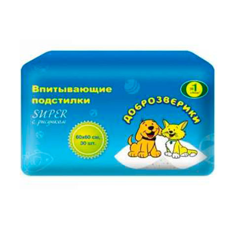 Пелигрин ДОБРОЗВЕРИКИ Подстилки впитывающие, 60x60см
