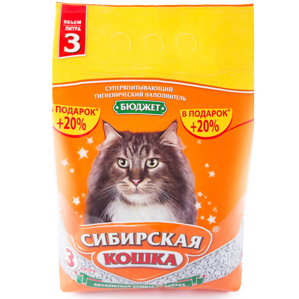 Сибирская Кошка Бюджет впитывающий наполнитель для кошачьего туалета