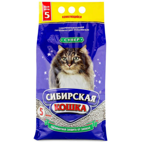Сибирская Кошка Супер комкующийся наполнитель для кошачьего туалета