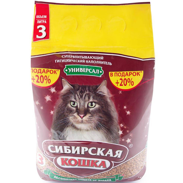 Сибирская Кошка Универсал впитывающий наполнитель для кошачьего туалета