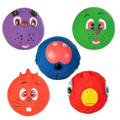 Beeztees Игрушка для собак Мяч с мордочкой животных, латекс, 7см