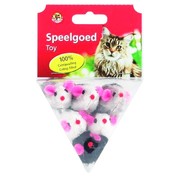 Beeztees Набор игрушек для кошек Мышь плюшевая в треугольной упаковке, 6см