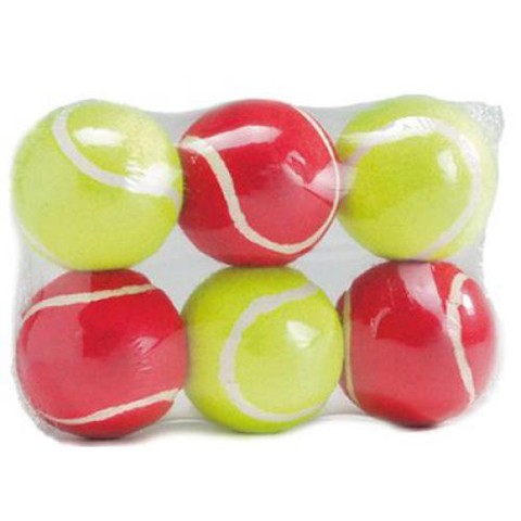 Beeztees игрушка для собак Мячик теннисный, красный/желтый, 6.5см, 6шт