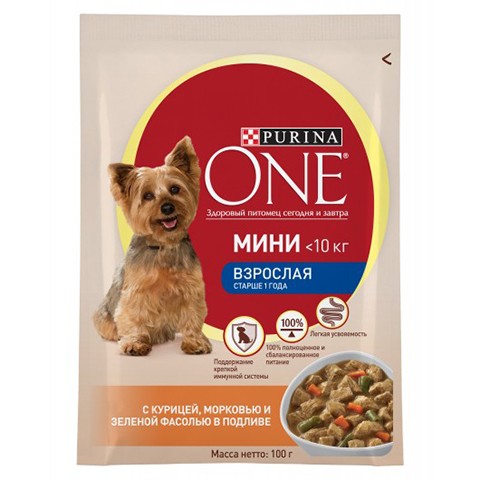 Purina One Мини, консервы курица, морковь, фасоль