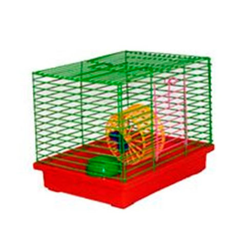 Зоомарк клетка для джунгариков малая с колесом и миской, 24x19x20см