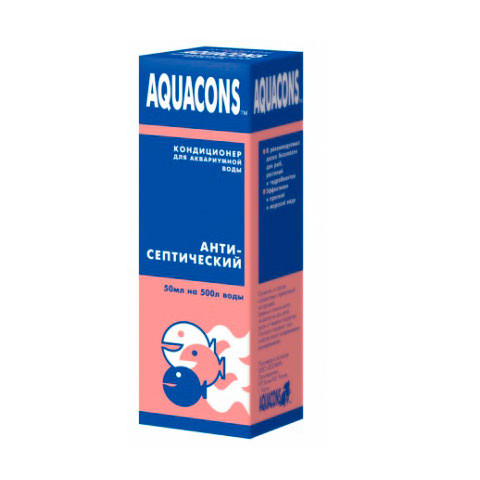 ЗООМИР, AQUACONS антисептический, кондиционер для воды против вирусных и бактериальных инфекций