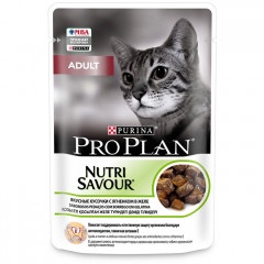 Консервы пауч Pro Plan NutriSavour Adult кусочки в желе с ягненком для кошек