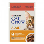 Cat Chow консервы для взрослых кошек с говядиной и баклажанами в желе