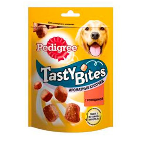 Pedigree Tasty Bites лакомство для собак, ароматные кусочки с говядиной