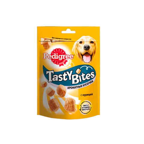 Pedigree Tasty Bites лакомство для собак, ароматные кусочки с курицей