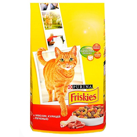 Friskies Adult сухой корм для Кошек Мясо с Курицей и Печенью
