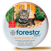 BAYER Foresto Форесто ошейник для кошек от клещей, блох и вшей, защита до 8 месяцев