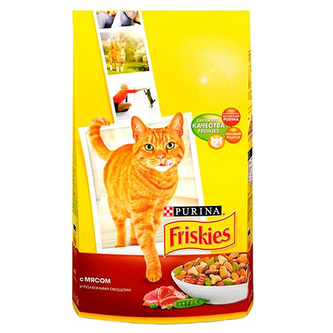Friskies Adult сухой корм для Кошек Мясо с Полезными Овощами