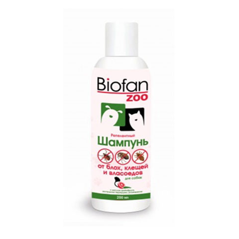 Biofan Zoo репелентный шампунь для собак и щенков от блох, клещей, власоедов, комаров, мух, 200мл