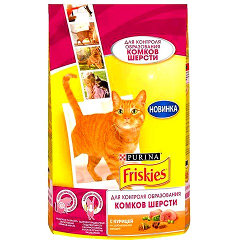 Friskies Hairball сухой корм для кошек Контроль Образования Комков Шерсти с Курицей