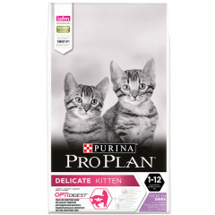 Pro Plan Delicate корм сухой для котят с чувствительным пищеварением, с особыми предпочтениями в еде, с высоким содержанием индейки