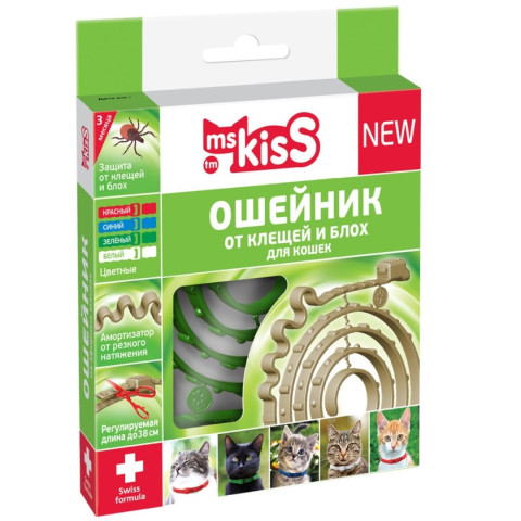 Ms.Kiss ошейник репеллентный для котят и кошек, 38см