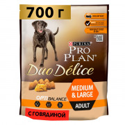 Сухой корм PRO PLAN DUO DELICE для взрослых собак средних и крупных пород с двойной текстурой гранул, с высоким содержанием говядины