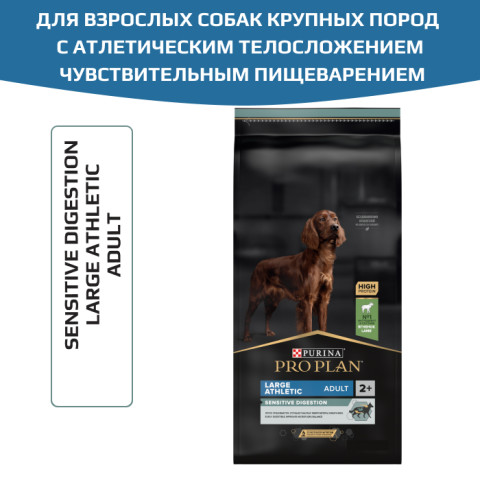 Сухой корм PRO PLAN SENSITIVE DIGESTION для взрослых собак крупных пород с атлетическим телосложением с чувствительным пищеварением, с высоким содержанием ягненка