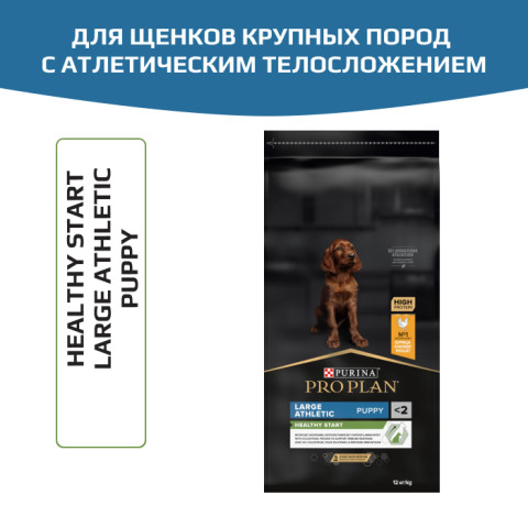 Сухой корм PRO PLAN HEALTHY START для щенков крупных пород с атлетическим телосложением, с высоким содержанием курицы