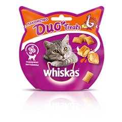 Whiskas DUO Treats, лакомство для кошек, индейка и сыр