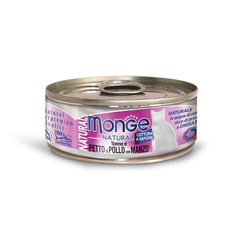Monge Cat Natural консервы для кошек тунец с курицей и говядиной
