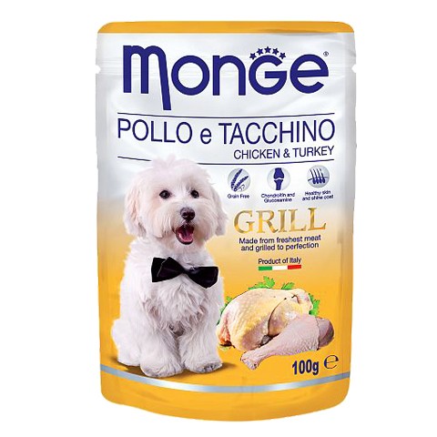 Monge Dog Grill Pouch паучи для собак курица с индейкой