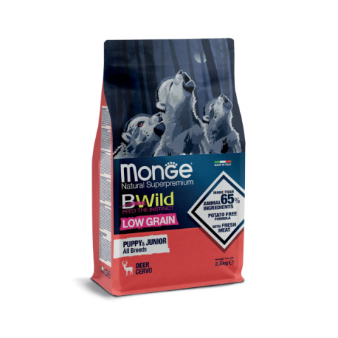 Monge Dog BWild LOW GRAIN Puppy & junior низкозерновой корм из мяса оленя для щенков всех пород