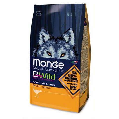 Monge Bwild Dog Ostrich корм для взрослых собак всех пород с мясом страуса
