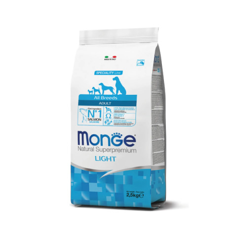 Monge Dog Speciality Light корм для собак всех пород низкокалорийный лосось с рисом