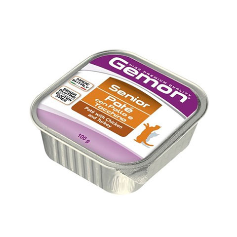 Gemon Cat консервы для пожилых кошек паштет курица и индейка