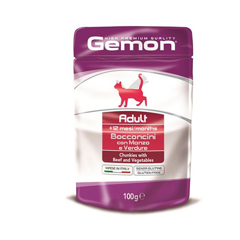 Gemon Cat Pouch паучи для кошек кусочки говядины с овощами