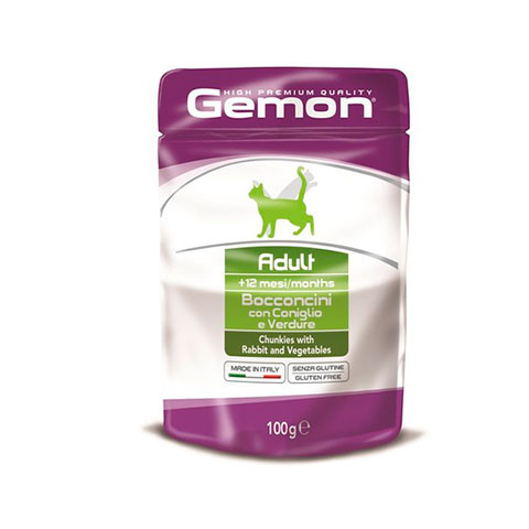 Gemon Cat Pouch паучи для кошек кусочки кролика с овощами