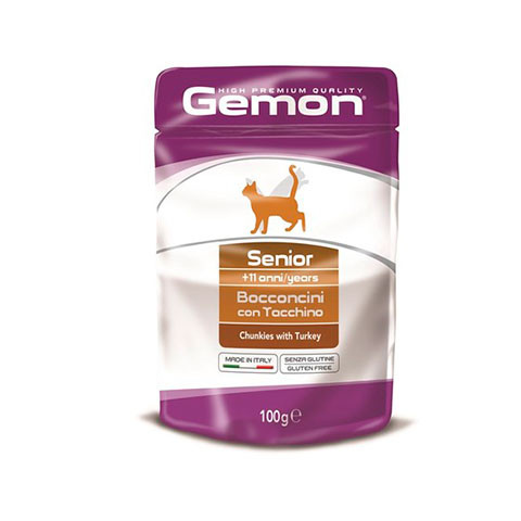 Gemon Cat Pouch паучи для пожилых кошек кусочки индейки