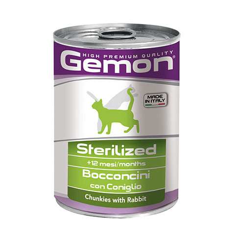 Gemon Cat Sterilised консервы для стерилизованных кошек кусочки кролика