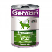 Gemon Cat Sterilised консервы для стерилизованных кошек паштет индейка