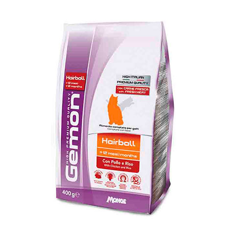 Gemon Cat Hairball корм для выведение шерсти для взрослых кошек с курицей и рисом