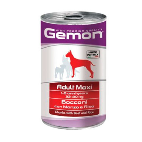 Gemon Dog Maxi консервы для собак крупных пород кусочки говядины с рисом