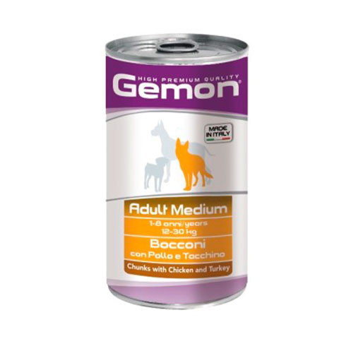Gemon Dog Medium консервы для собак средних пород кусочки курицы с индейкой