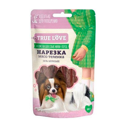 GreenQZin лакомство для собак TRUE LOVE нарезка мясо теленка 50гр