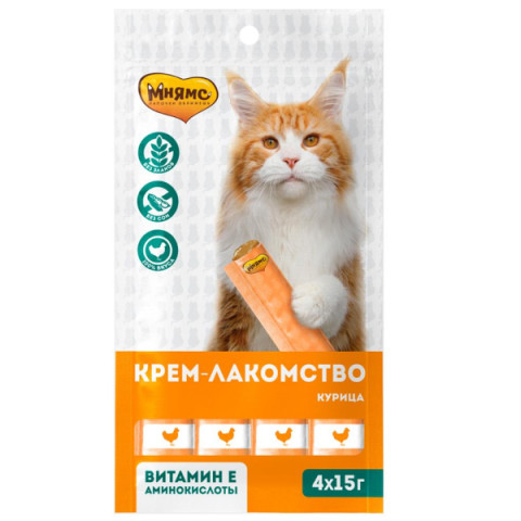 Мнямс лакомство крем-лакомство для кошек с курицей 4шт