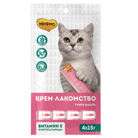Мнямс лакомство крем-лакомство для кошек с тунцом Кацуо 4шт