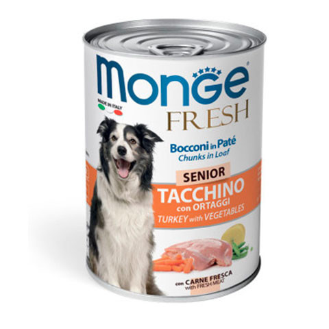 Monge Dog Fresh Chunks in Loaf консервы для пожилых собак мясной рулет индейка с овощами