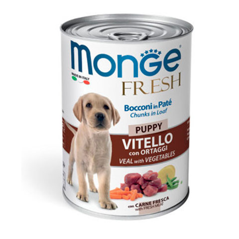 Monge Dog Fresh Chunks in Loaf консервы для щенков мясной рулет телятина с овощами