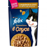 Felix Sensations Sauce Surprise корм консервированный для кошек индейка, бекон