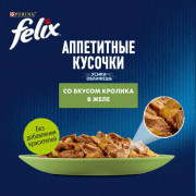 Влажный корм Felix Аппетитные кусочки для взрослых кошек, с кроликом в желе
