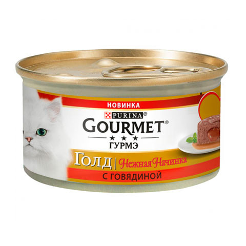 Gourmet Gold корм консервированный  для кошек нежная начинка говядина