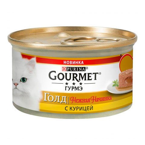 Gourmet Gold корм консервированный  для кошек нежная начинка курица